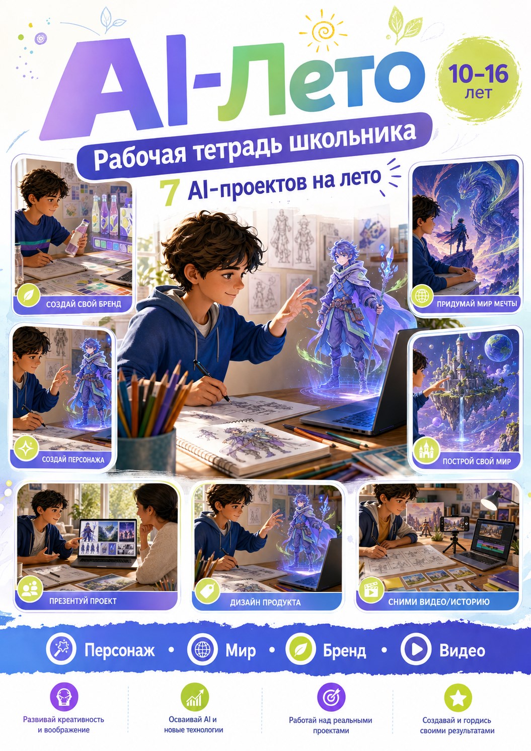 Обложка электронной рабочей тетради AI-Лето для школьника